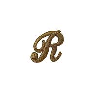 TOMASELLI MERCERIA Lettera Alfabeto Iniziali Termoadesiva Ricamo Punto Pieno Corsivo Oro Lurex Alta 25 Mm - Lettera R