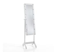 Tomasucci Specchiera da Terra Coffeer Lux con Contenitore, Luci LED Integrate, Laccata Bianco Opaco, 155x38x40 cm