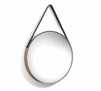 Tomasucci Wink Design Specchio da Parete FIT COPPER, Cornice in Acciaio Finitura Rame Lucido, Nastro PVC Marrone, Ø 42,5 cm