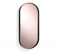 Tomasucci Wink Design, Specchio da Parete Afterlight Oval, Cornice in Acciaio Nero Opaco, Specchio Rose Gold, 55x25x3 cm