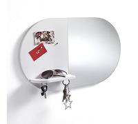 Tomasucci Wink Design Specchio da Parete con Pannello Memo, Pannello MDF Laccato Bianco Opaco, Pannello Calamitato, Mensola Legno Laccata, 36x60x9 cm