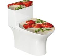 Tomato Basil Fresh - Set di copriwater e copriwater elastici, decorazione per il bagno a forma di U ovale