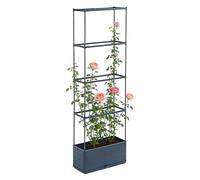 Tomato Planter Box with Trellis - Resin 140 x 45 x 20 cm | Vertical Growing Pot | Tomato Cage Planter Support Tower For Climbing Plants Space Saving Garden Container for Outdoor Indoor Balcony Patio
