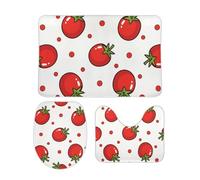 Tomato Red Dots Copriwater Set 3 Pezzi, Tappeto Con Profilo A U Assorbente Zerbino Per Servizi Igienici La Casa
