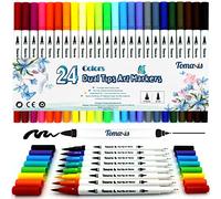Tomaxis Pennarelli a doppia punta Pennarelli colorati Punta in feltro 24 Pennarello ad acquerello per quaderni a punti Artisti fai-da-te Libri da colorare per adulti e bambini Pennello per pittura