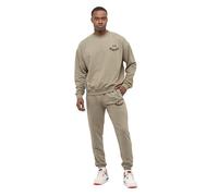 TOMBARRON Tuta da uomo per il tempo libero 'Happy' Embroidered Oversize Casual Tracksuit | L | Khaki