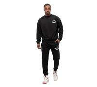 TOMBARRON Tuta da uomo per il tempo libero 'Happy' Embroidered Oversize Casual Tracksuit | M | Black