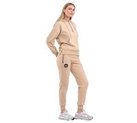 TOMBARRON Tuta elegante da donna con mezza zip e tasca a marsupio con dettagli logo | L | Ecru