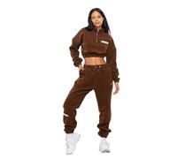 TOMBARRON Tuta per il tempo libero da donna Casual Cropped Fleece Stylish Oversize Tracksuit | M | Camel
