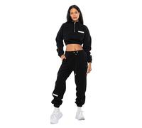 TOMBARRON Tuta per il tempo libero da donna Casual Cropped Fleece Stylish Oversize Tracksuit | S | Black