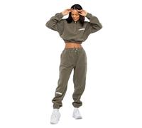 TOMBARRON Tuta per il tempo libero da donna Casual Cropped Fleece Stylish Oversize Tracksuit | S | Green