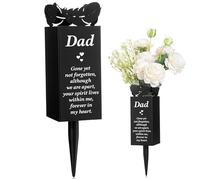 Tombe Floreali gravi, vasi Tomba in Metallo piumato 3x8 Pollici con Punta, impressionanti vasi commemorativi papà per tombe, Decorazioni del cimitero per papà Funerale Day, nessun Fiore