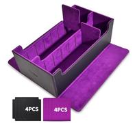 tombert Scatola per carte di credito di alta qualità per MTG PTCG, grande capacità, con 4 divisori e 4 carte inseribili, 1200+ custodia per carte Commander in pelle PU, chiusura magnetica (nero e