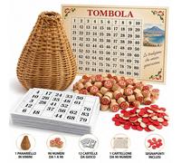 Tombola Napoletana Completa Panariello Vimini 90 Numeri 12 Cartelle + Cartellone