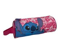Tombolino Stitch Disney astuccio rosa scolastico rotondo con manico scuola cancelleria organizer portapenne matite colori