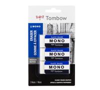 Tombow 57324 MONO Eraser White Medium 3-Pack. Cleanly Removes Marks Without Damaging Paper