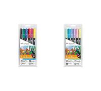 Tombow ABT-6P-1Set da 6Dual Brush Pen - Colori Primari & ABT-6P-2 Set 6 Pennarel