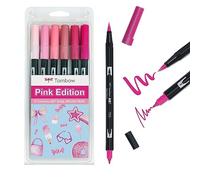 Tombow ABT Dual Brush Pen, Pink Edition, penna con due punte, perfetta per lettering manuale e bullet journal, acquerellabile, set da 6 pezzi