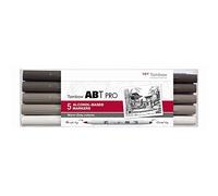 Tombow ABT PRO - Set di 5 pennarelli a base di alcol, colore: Grigio caldo