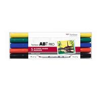 Tombow ABT PRO - Set di 5 pennarelli a base di alcol, colori di base