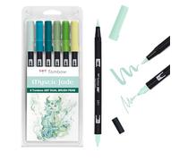 Tombow ABT - Set di 6 penne a sfera con due punte, perfette per lettering manuale e bullet journal, acquerellabili [ABT-6P-JADE]