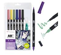 Tombow ABT - Set di 6 pennelli da colorare con manga ad acqua, set da colorare e video tutorial [ABT-6P-MANGA-MOON]