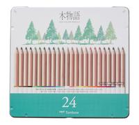 Tombow Ki-Monogatari Eco - Set di 24 matite colorate, pratica scatola di metallo, certificato PEFC a base di cera, confezione da 24 [CB-RS-24C]