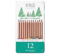 Tombow Ki-Monogatari Eco - Confezione da 12 matite colorate, pratica scatola di metallo, certificata PEFC a base di cera, set [CB-RS-12C]