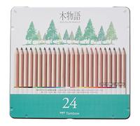 Tombow Ki-Monogatari Eco - Set di 24 matite colorate, pratica scatola di metallo, certificato PEFC a base di cera, confezione da 24 [CB-RS-24C]