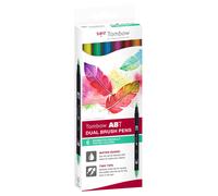 Tombow ABT-6C-3 Set of 6 ABT Felt-tip Dual Brush pens with 2 Tips, dermatologica