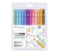 Tombow Pennarelli WS-PK-12P-2 Twin Tone – colori pastello, brillanti – 12 pezzi