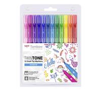 Tombow Pennarelli TWINTONE – Set di 12 a doppia punta, colori arcobaleno