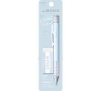 Tombow MONO Graph e Mono, gomma da 0,5 mm, blu ghiaccio, precisione con punta da 4 mm, innovativo meccanismo di agitazione, pinza in ottone più stabile, ricaricabile, incl. gomma [SH-MG44-PE04A]