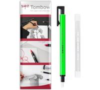 Tombow Mono Zero Eraser Pen con ricariche, punta rotonda da 2,3 mm, verde fluo, confezione da 2 in busta regalo