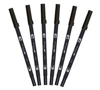 Tombow, pennarello a doppia punta, 6 pezzi, colore: nero, ABT-N15-6P