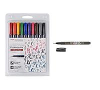 Tombow Pws-Bh-10P Fudenosuke, punta a pennello super resistente, 10 Pezzi & Ws-B