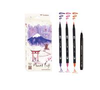Tombow Set Creativo Giappone Edizione Limitata Monte Fuji, 3 ABT Dual Brush Pens, 1 MONO Drawing Pen, 15 P di carta acquerello A6 e QR-Code a un video tutorial [JAPAN-SET2]