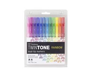 Tombow - Set di 12 pennarelli a doppia punta, colori arcobaleno