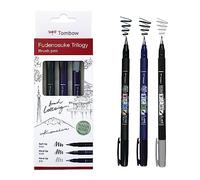 Tombow Set Fudenosuke Trilogy, Contenuto: 3 Fudenosukes punta dura, flessibile e grigio, per calligrafia, lettering, schizzi, WS-BHS-3P