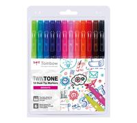 Tombow WS-PK-12P-1 Twin Tone Dual-Tip Marker - Bright Colours (Pack of 12) 1 Bri