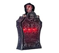 Tombstone with Glowing Eyes | Glowing Skull Tombstone Graveyard Decoration | Tombstone with Glowing Eyes | Glowing Skull Tombstone Graveyard Decoration for Halloween | Spooky Scary Halloween Decor Grave