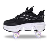 TOME. SKATES Scarpe con Rotelle per bambine, Pattini a Rotelle per bambini e Sneakers 2 in 1, Pattini a 4 Ruote deformati per bambino come regali di Natale e compleanno (H, EU-36)