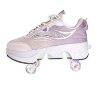 TOME. SKATES Scarpe con Rotelle per bambine, Pattini a Rotelle per bambini e Sneakers 2 in 1, Pattini a 4 Ruote deformati per bambino come regali di Natale e compleanno (L, EU-40)