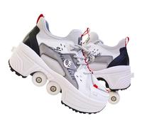 TOME. SKATES Scarpe con Rotelle per bambine, Pattini a Rotelle per bambini e Sneakers 2 in 1, Pattini a 4 Ruote deformati per bambino come regali di Natale e compleanno (J, EU-35)