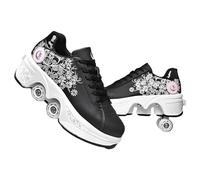TOME. SKATES Scarpe con Rotelle per bambine, Pattini a Rotelle per bambini e Sneakers 2 in 1, Pattini a 4 Ruote deformati per bambino come regali di Natale e compleanno (E, EU-35)