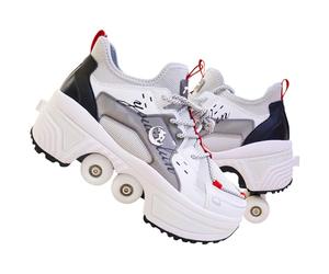 TOME. SKATES Scarpe con Rotelle per bambine, Pattini a Rotelle per bambini e Sneakers 2 in 1, Pattini a 4 Ruote deformati per bambino come regali di Natale e compleanno (J, EU-35)