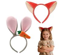 Tomedeks 2 Pezzi cerchietti con orecchie di coniglio, orecchie di volpe, cerchietto per capelli, per bambini, adulti, Pasqua, cosplay, carnaval, acconciatura