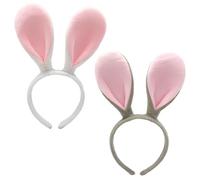 Tomedeks 2 Pezzi Cerchietto Orecchie Coniglio, Fascia per Capelli Orecchie da Ooniglio, Ore-cchie coniglio, Accessori Costume Rabbit per Donna Pasqua Festa Regalo, Grigio + Bianco