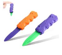 Tomedeks 2 Pezzi Fake Messer,Coltelli Da Pugnale A Scomparsa In Plastica,Coltellini Finti Con Lame Retrattili Giocattoli A Scatto Magici,Scherzartikel Kinder Per Bomboniere Carnevale(arancione/verde)