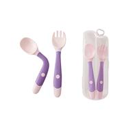 Tomedeks 2pcs Cucchiaio E Forchetta Da Addestramento Per L'alimentazione Del Bambino, Cucchiaio Di Apprendimento Flessibile Resistente Al Calore E Facile Da Impugnare (Purple)